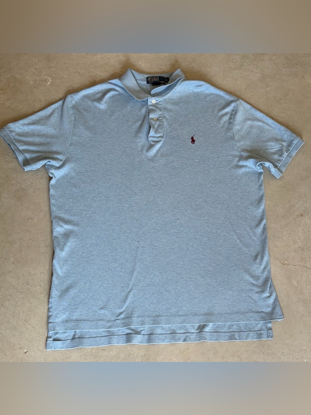 Vintage Polo Ralph Lauren Mens Blue Polo Shirt Large Made in Hong Kong